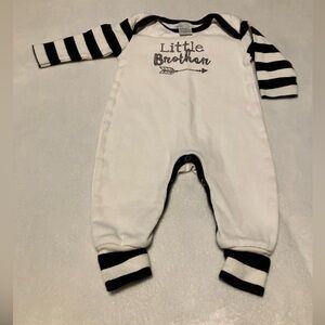 Little Brother Striped Black and White Romper